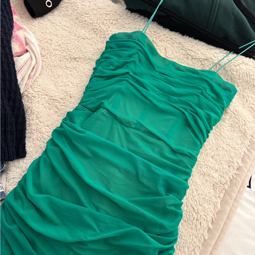Elegant Green Ruched Dress